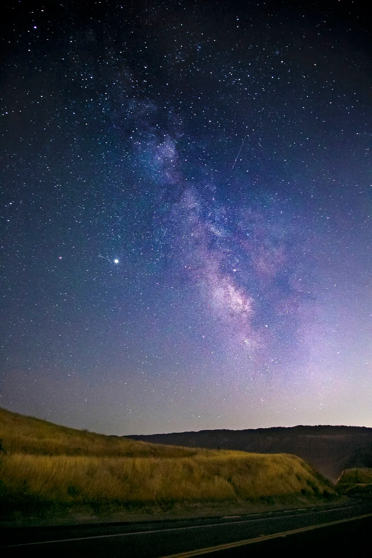 A view of a starry night sky with the Milky Way Galaxy on Del Valle in Livermore, California.